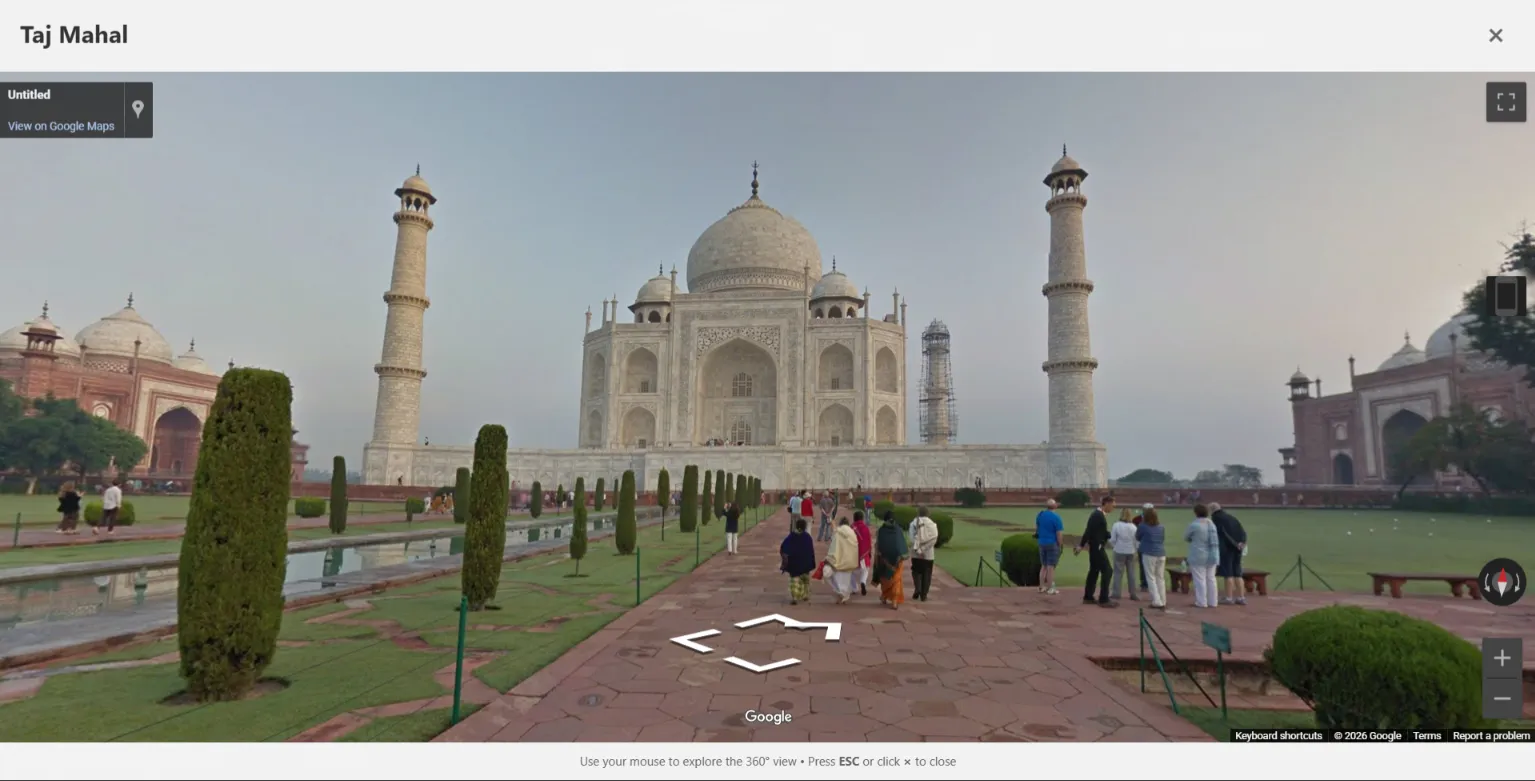 A 360-degree Street View of the Taj Mahal opened inside GeoSwipe